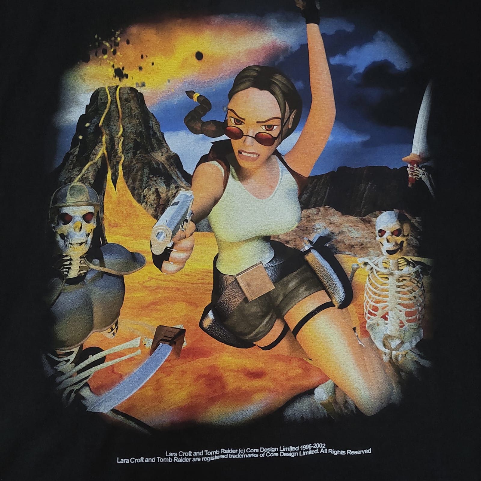 image of Movie x Vintage Tomb Raider Volcano Vintage Euro 2002 Deadstock Tee in Black, Men's (Size XL)