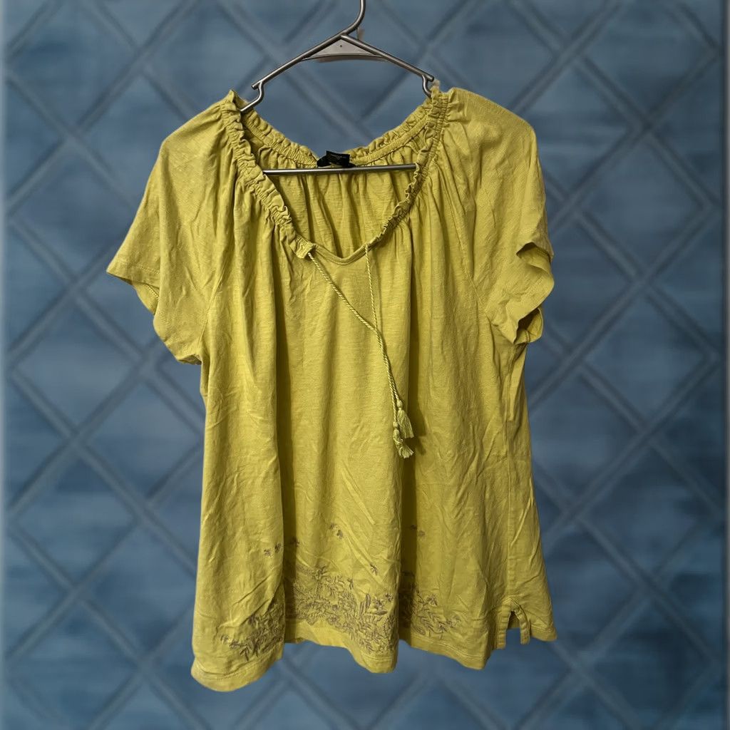 Eddie Bauer Eddie Bauer Tunic Top XL Green Boho Embroidery Tie Neck EUC Casual Shirt Womens XL Green Bohemian Cottagecore 100% Cotton Knit Size XL / US 12-14 / IT 48-50 - 1 Thumbnail