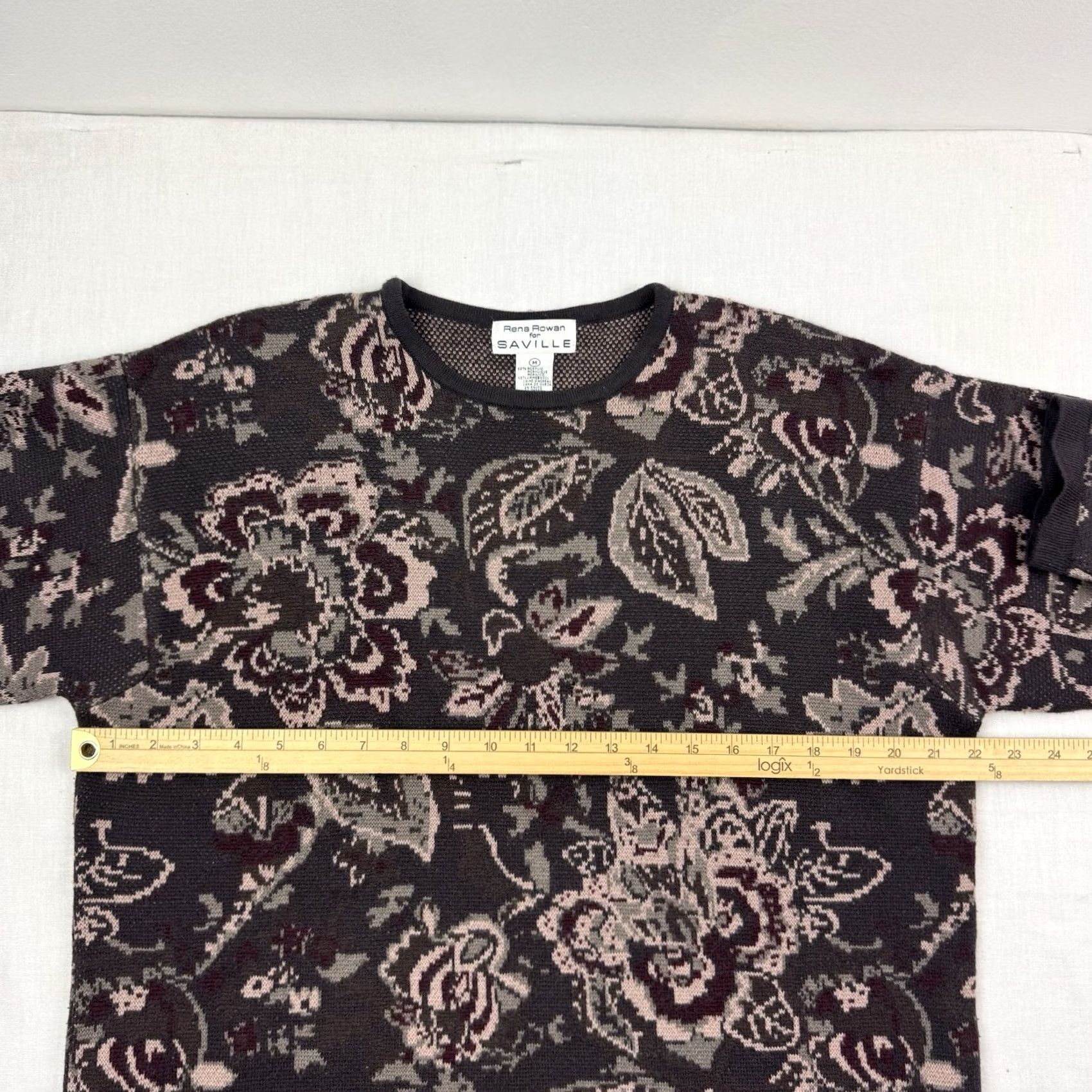 Vintage VINTAGE Rena Rowan Sweater Womens Medium Floral Knit 90s 80s Size M / US 6-8 / IT 42-44 - 5 Thumbnail