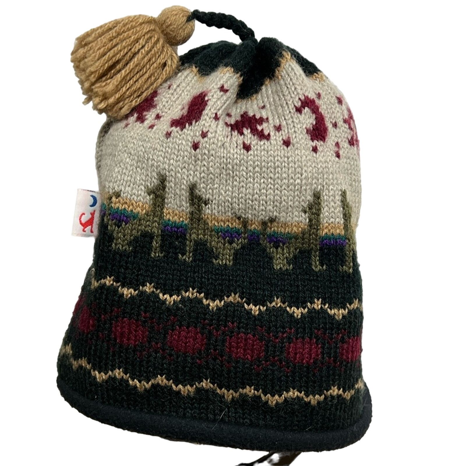 Vintage Vintage Darn Fine 1980s Knit Dog Moon Beanie Made In USA Size ONE SIZE - 1 Thumbnail
