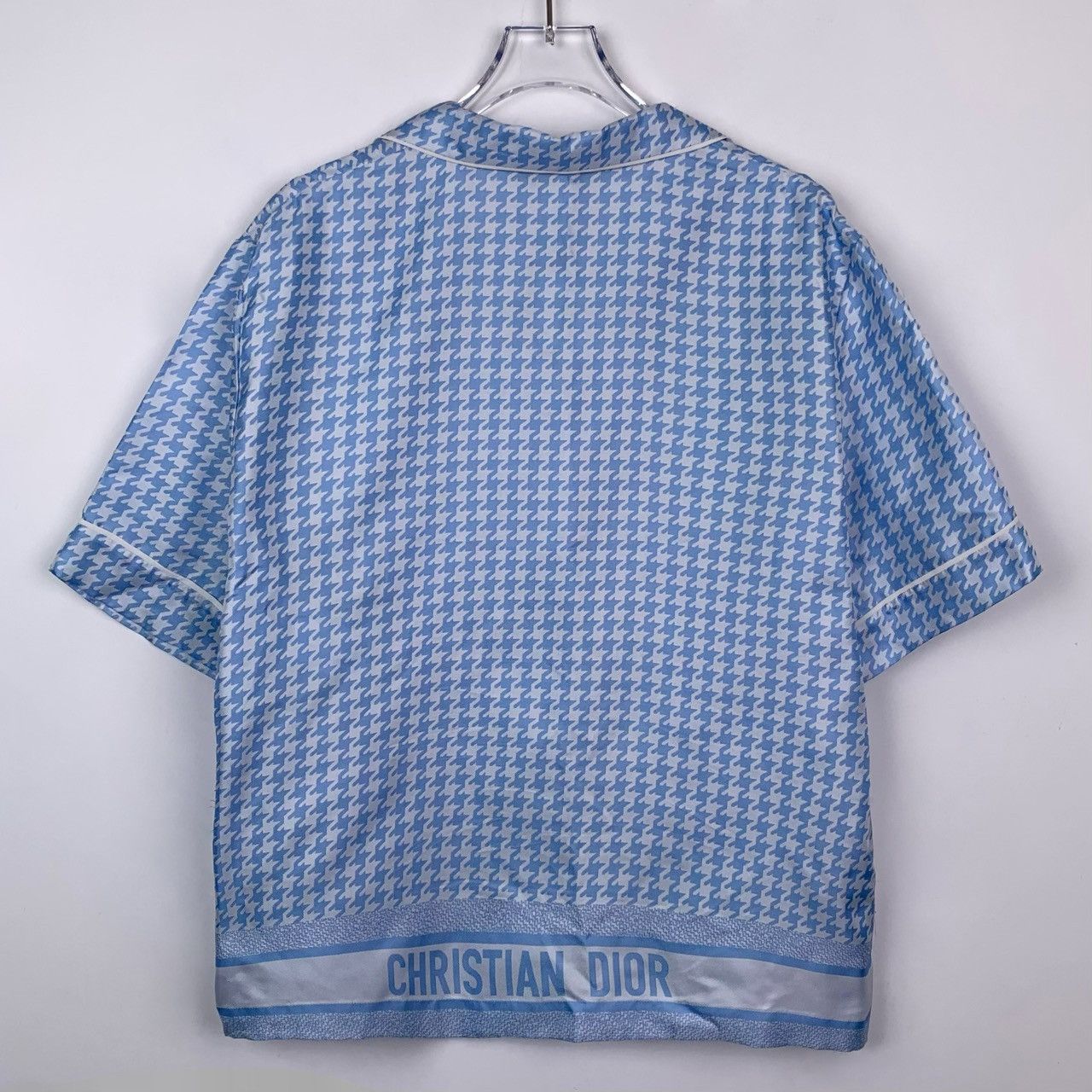 Dior Dior Blue Houndstooth Silk Collared Short Sleeve Shirt K26WX Size M / US 6-8 / IT 42-44 - 2 Thumbnail