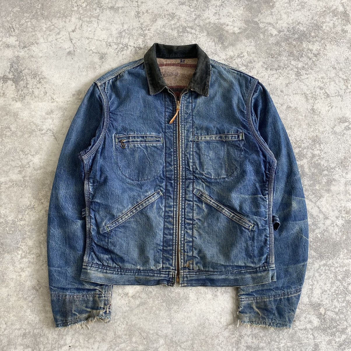 image of Vintage 60’S Oshkosh Bigosh Faded Ageing Work Denim Jacket in Faded Blue, Men's (Size Small)