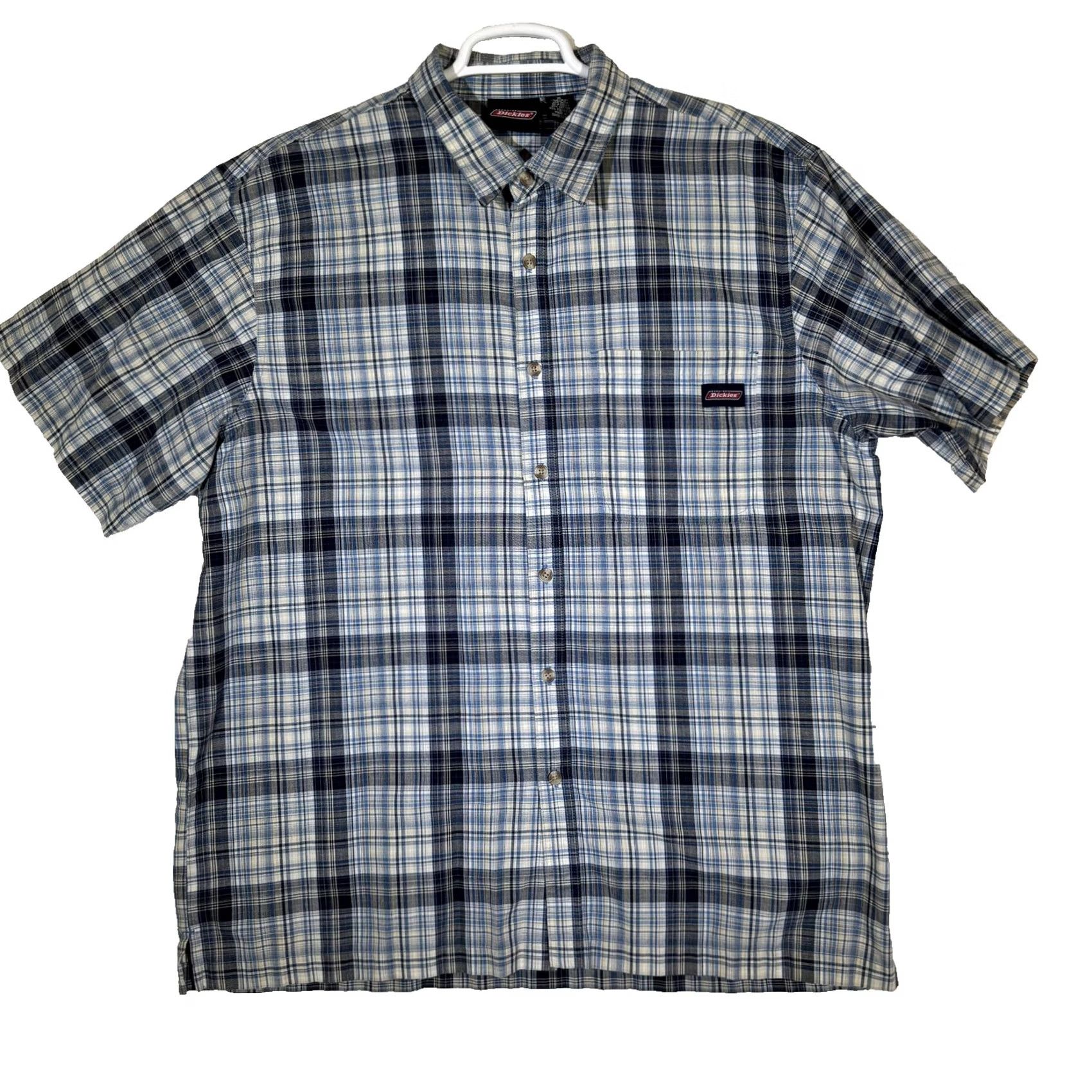 Dickies Dickies Shirt Mens XL Blue Plaid Button Down Short Sleeve Workwear Cotton Size US XL / EU 56 / 4 - 2 Thumbnail