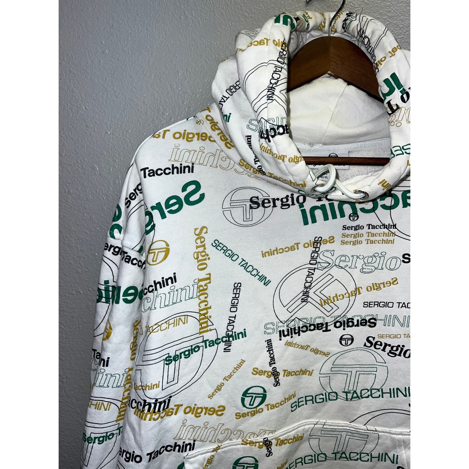 Vintage Womens Sergio Tacchini Hoodie Pullover Jacket AOP Logo Large Size L / US 10 / IT 46 - 2 Thumbnail
