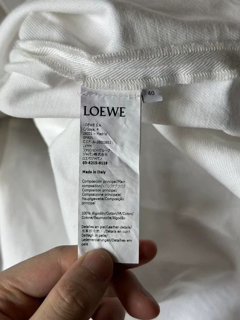 Loewe LOEWE White leather badge logo shirt jacket Size XXS / US 00 / IT 34 - 4 Thumbnail