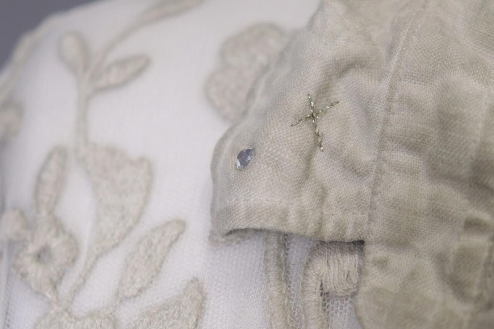 Designer Bottega Beige Mesh Floral Shirt Blouse Tunic Size M Size M / US 6-8 / IT 42-44 - 9 Thumbnail