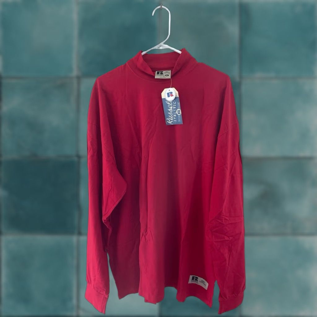 Russell Athletic VINTAGE Russell Athletic Pro Cotton Mock Neck Shirt Mens XXL Red 90s NOS NWT T-Shirt Long Sleeve Cotton 2XL Men Mens Size US XXL / EU 58 / 5 - 1 Thumbnail