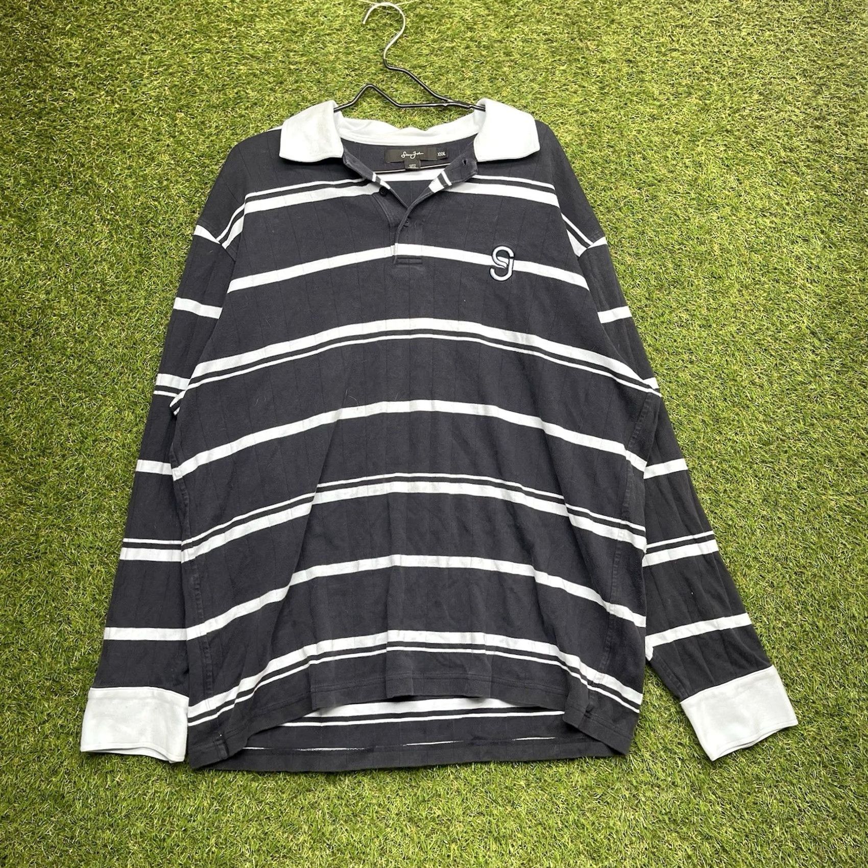 Sean John VINTAGE Sean John Polo Shirt Mens 3XL Long Sleeve Striped Preppy Casual Slim Fit Shirt Mens 3XL Navy Blue Polo Sean John 90s Mens Size US XXL / EU 58 / 5 - 2 Thumbnail