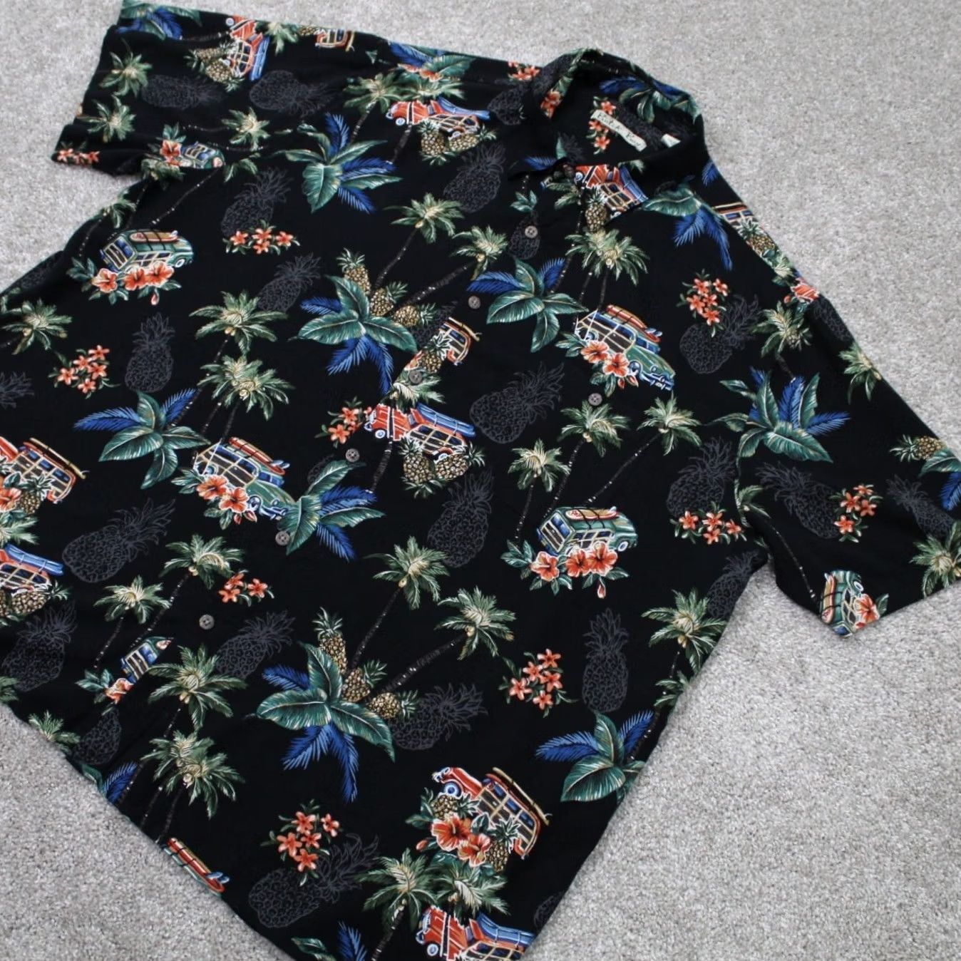 Vintage Batik Bay Hawaiian Shirt Mens 2XL XXL Black Floral Rayon Short Sleeve Button Up Size US XXL / EU 58 / 5 - 3 Thumbnail