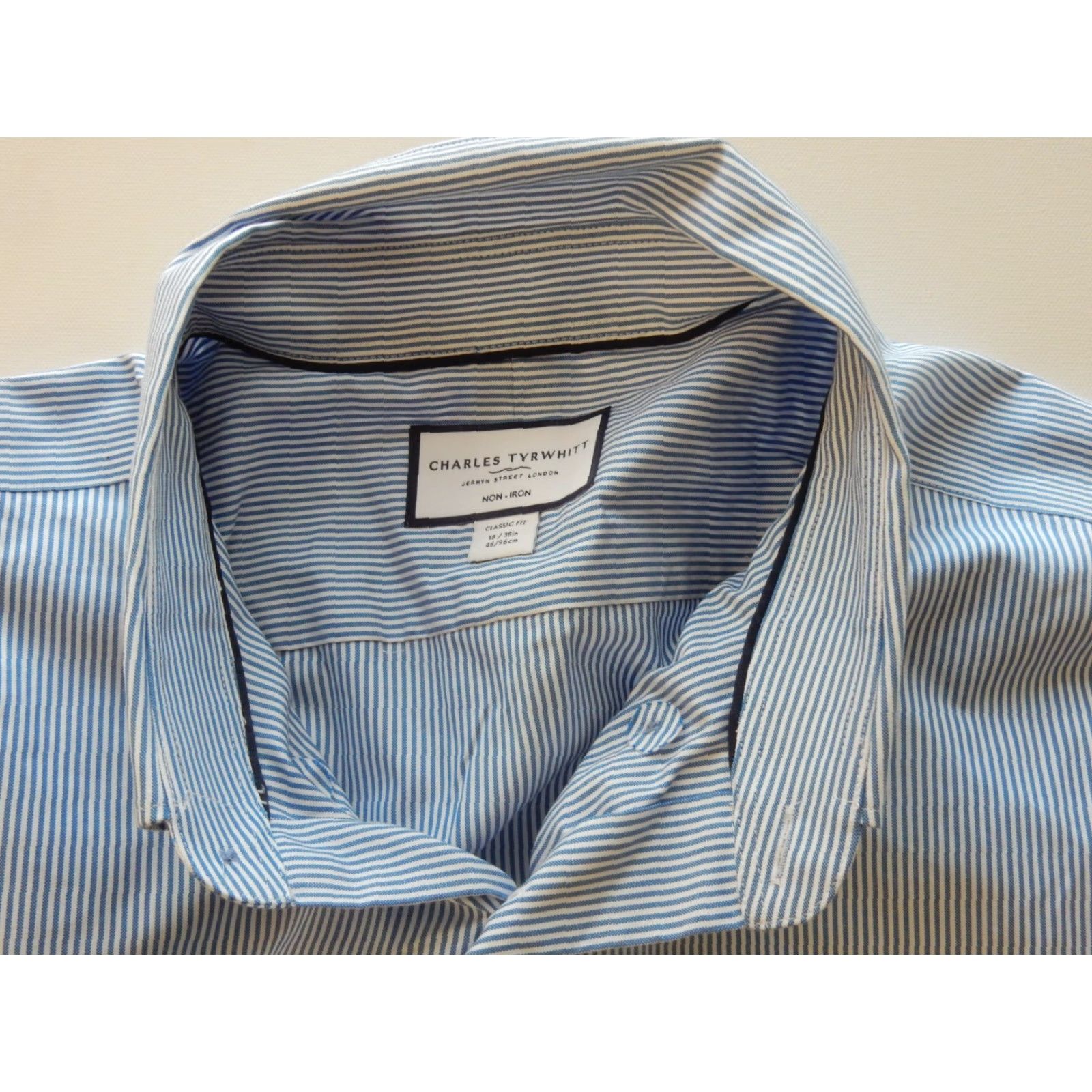 Charles Tyrwhitt Charles Tyrwhitt Dress Shirt Striped Blue 18-38 Mens Long Sleeve Adult 18 Regular Size Shirt Size 48R - 3 Thumbnail