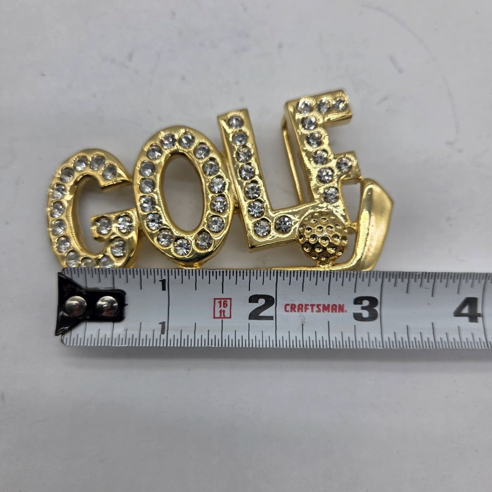 Vintage Navika GOLF Sign Rhinestones Gold Tone Glamorous Belt Buckle Womens Size ONE SIZE - 4 Thumbnail