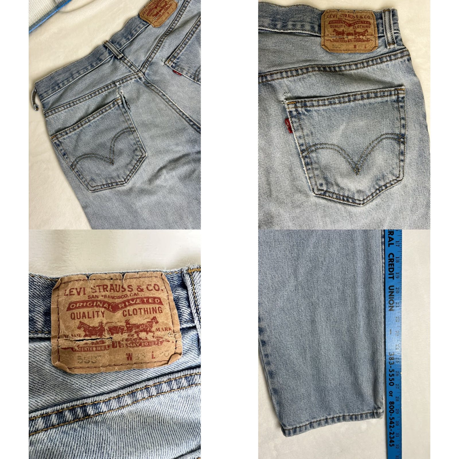 Levi's VINTAGE Levi’s 550 Blue Denim Jeans MEN Regular 33x29 Light Distressed Grunge 90s Jeans Size US 33 - 8 Thumbnail