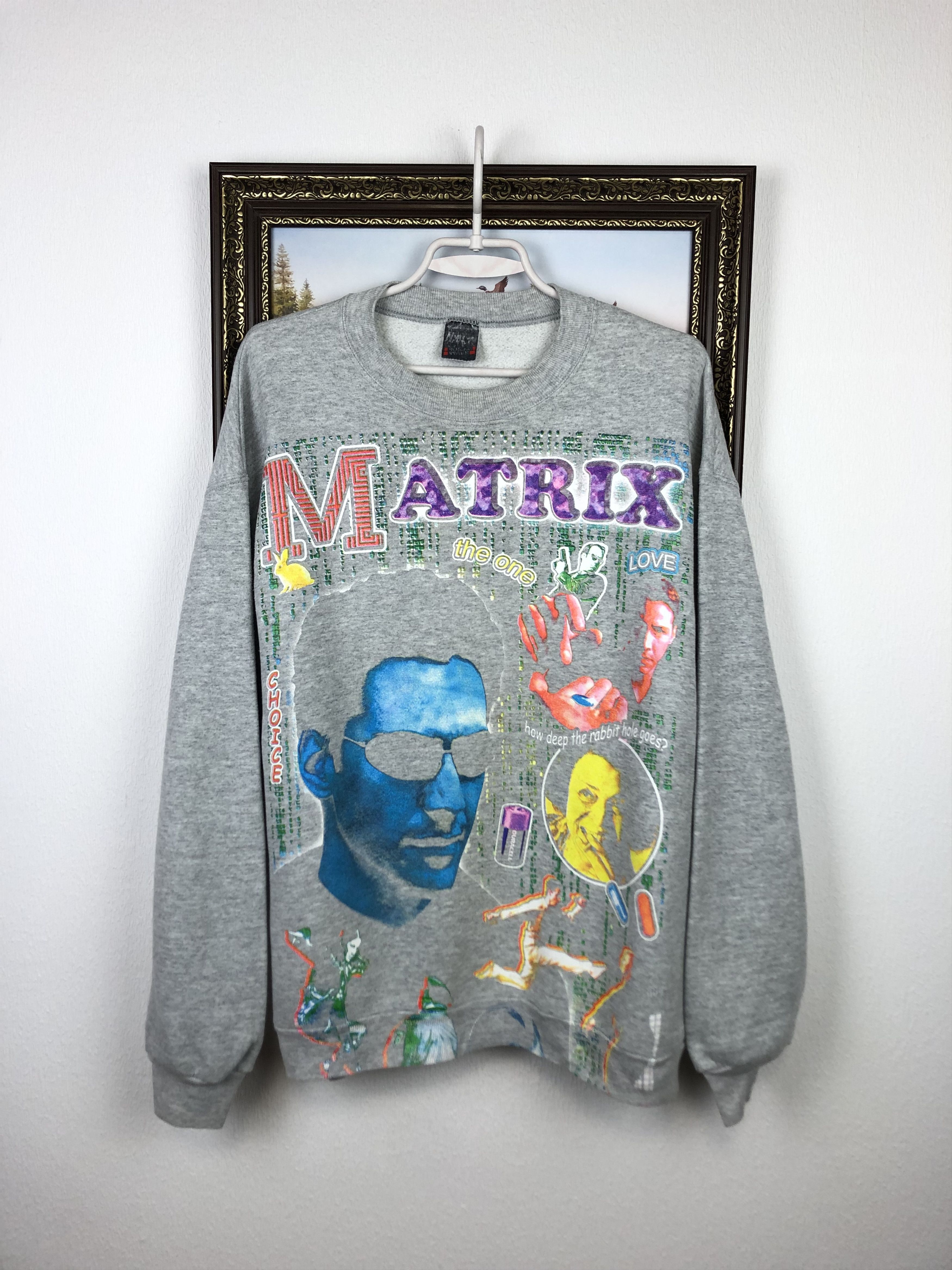 Vintage Vintage 90s Matrix Movie Over Print Sweatshirt Rare Crewneck Size US L / EU 52-54 / 3 - 1 Thumbnail