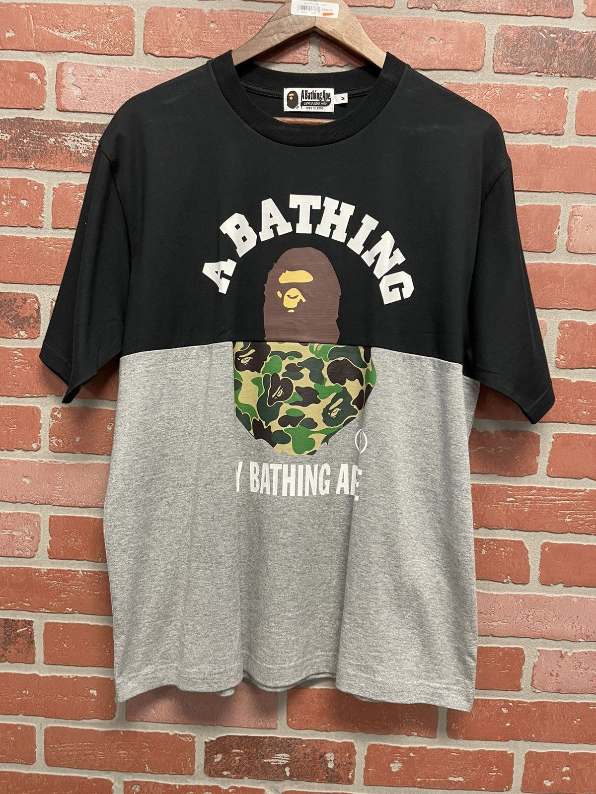 Bape Size M - Bape College Print Split Tee Grey/Black NEW Size US M / EU 48-50 / 2 - 1 Thumbnail