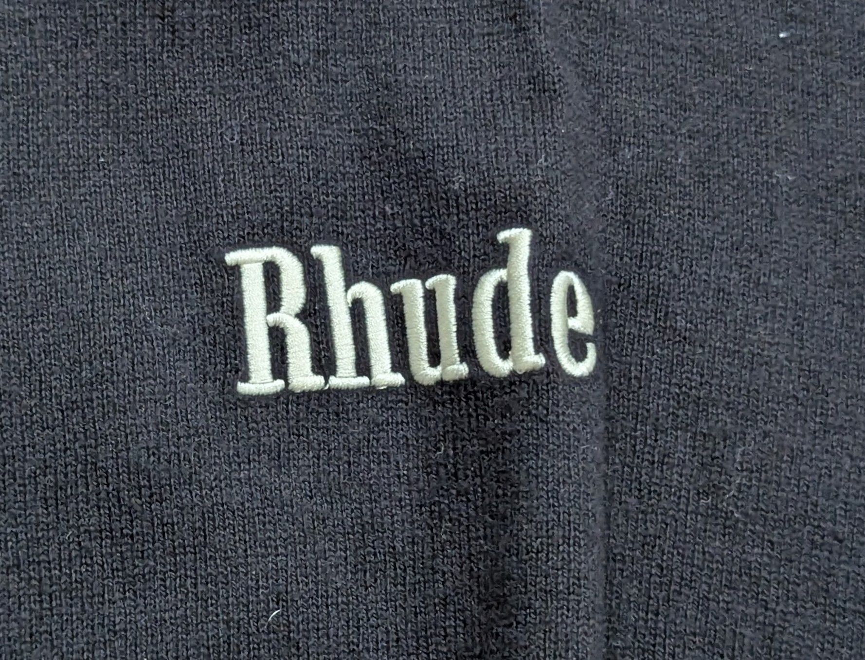 Rhude RHUDE Logo Knit Cotton/Cashmere T-Shirt Black/Ivory Medium Size US M / EU 48-50 / 2 - 2 Thumbnail