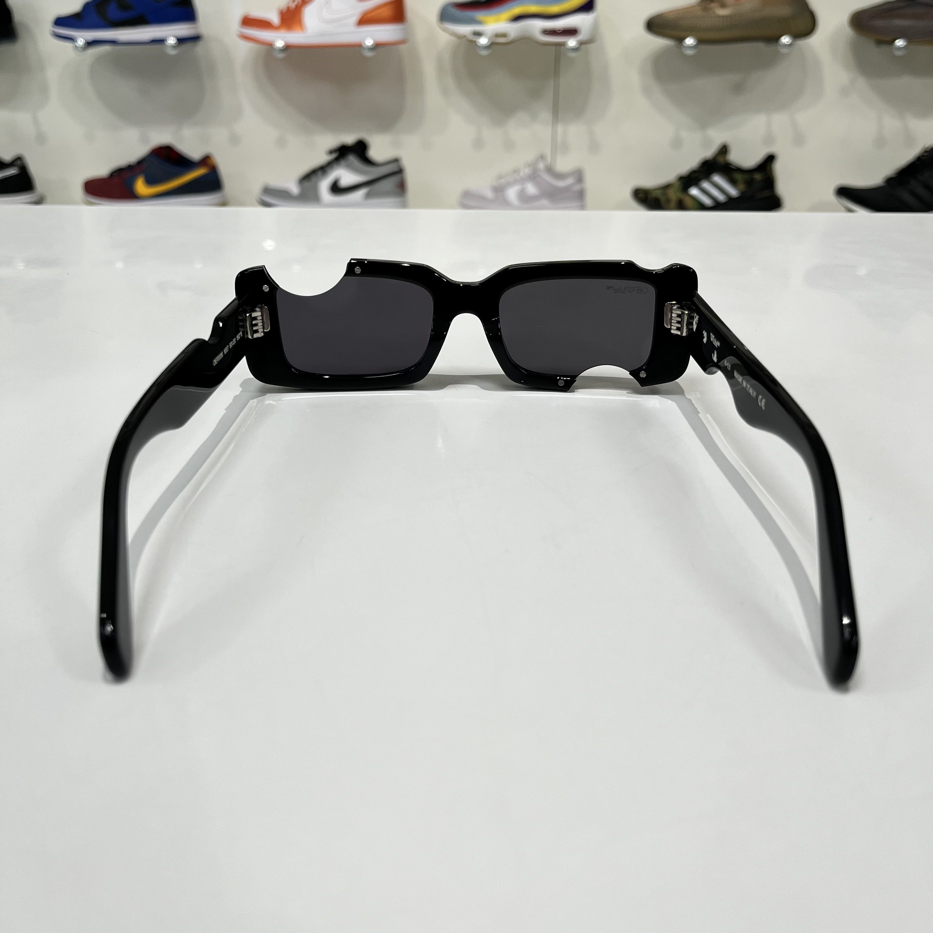 Off-White Cady Cut-Out Rectangular-Frame Sunglasses Black