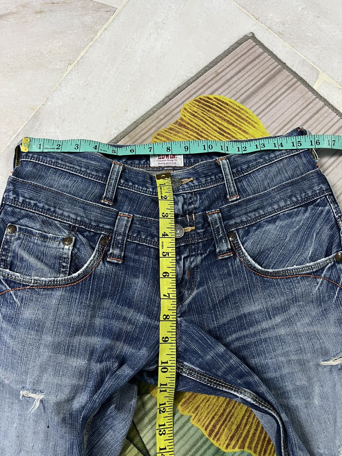 Edwin × If Six Was Nine VTG EDWIN DOUBLE WAIST DISTRESSED JEANS VERY RARE Size US 31 - 11 Thumbnail