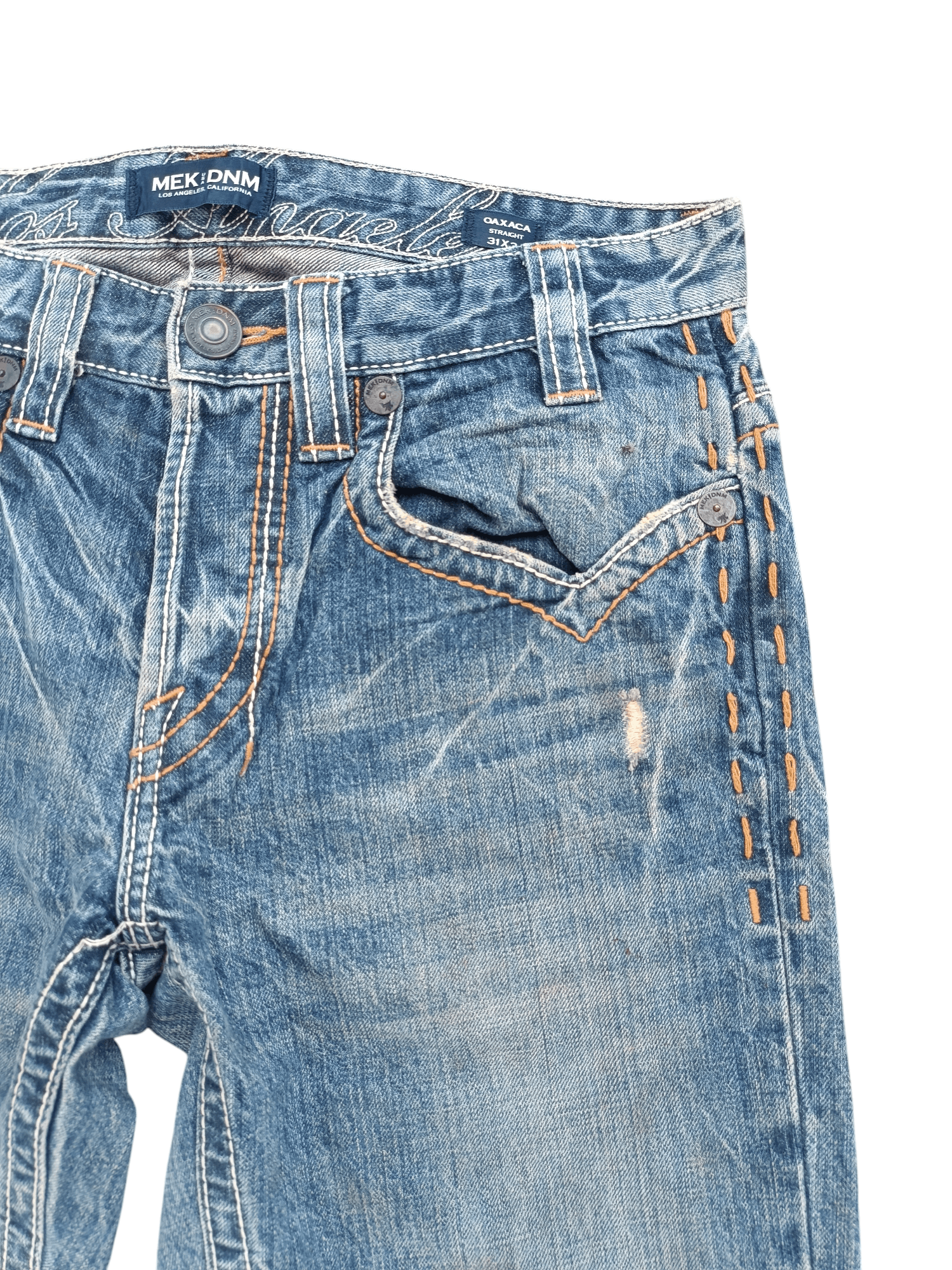 Japanese Brand × Vintage Vintage Flared Mek DNM Distressed Faded Denim E202 Size US 32 / EU 48 - 10 Thumbnail