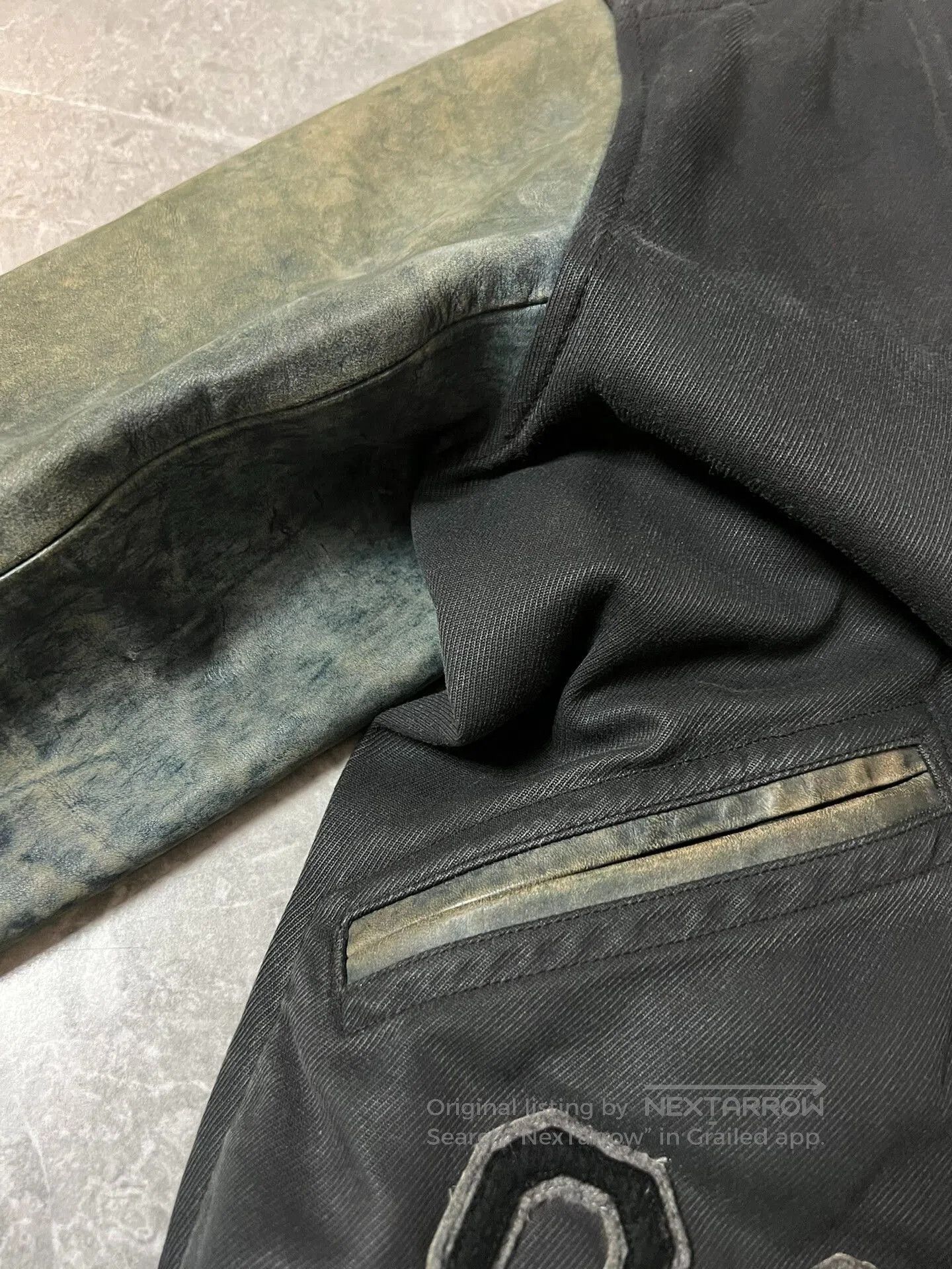 RRL Ralph Lauren RRL Blue Dye Leather Sleeve Baseball Jacket. Size US M / EU 48-50 / 2 - 4 Thumbnail