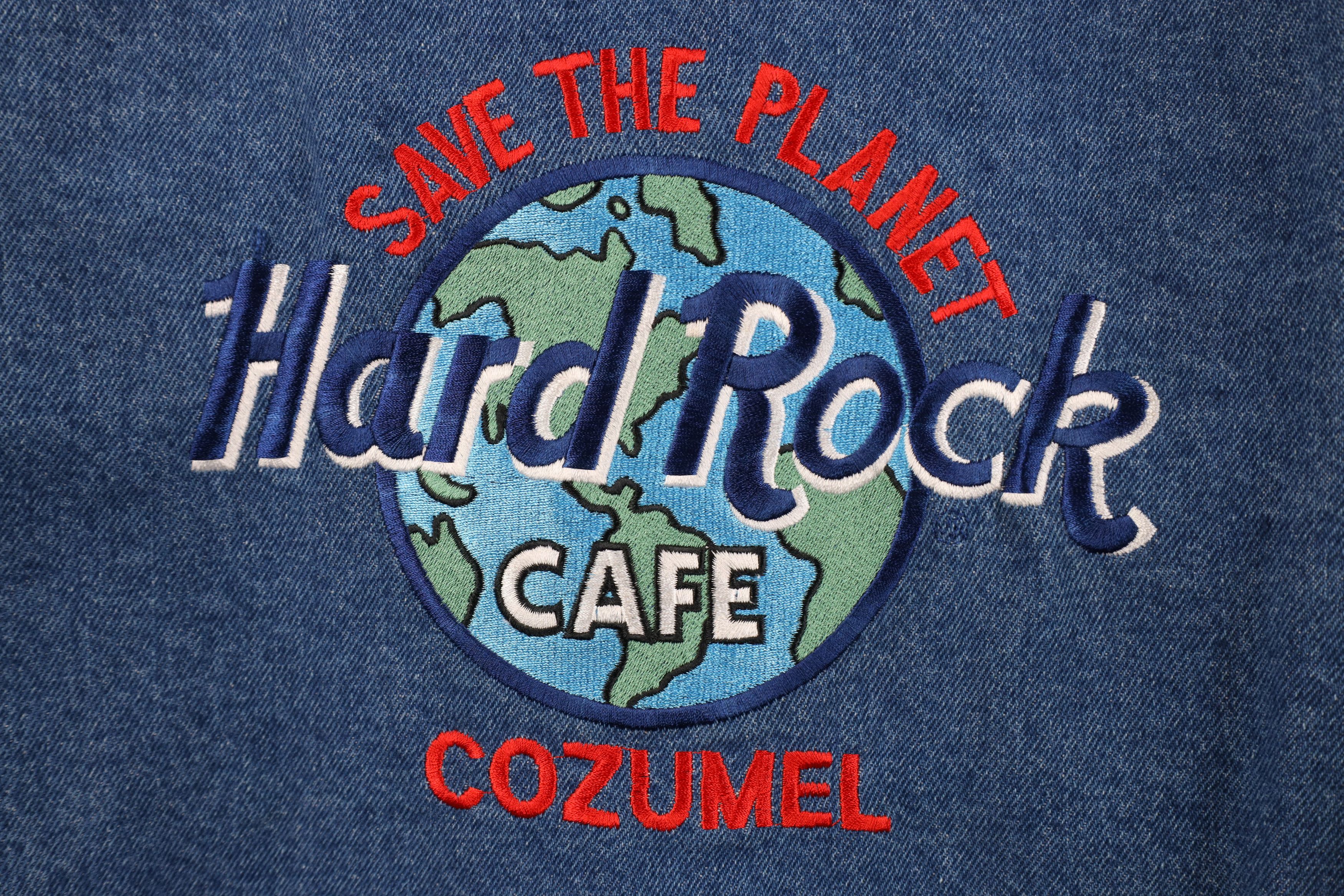 Hard Rock Cafe Vintage 90s Hard Rock Cafe The Planet Denim Trucker Jacket Size US M / EU 48-50 / 2 - 13 Thumbnail