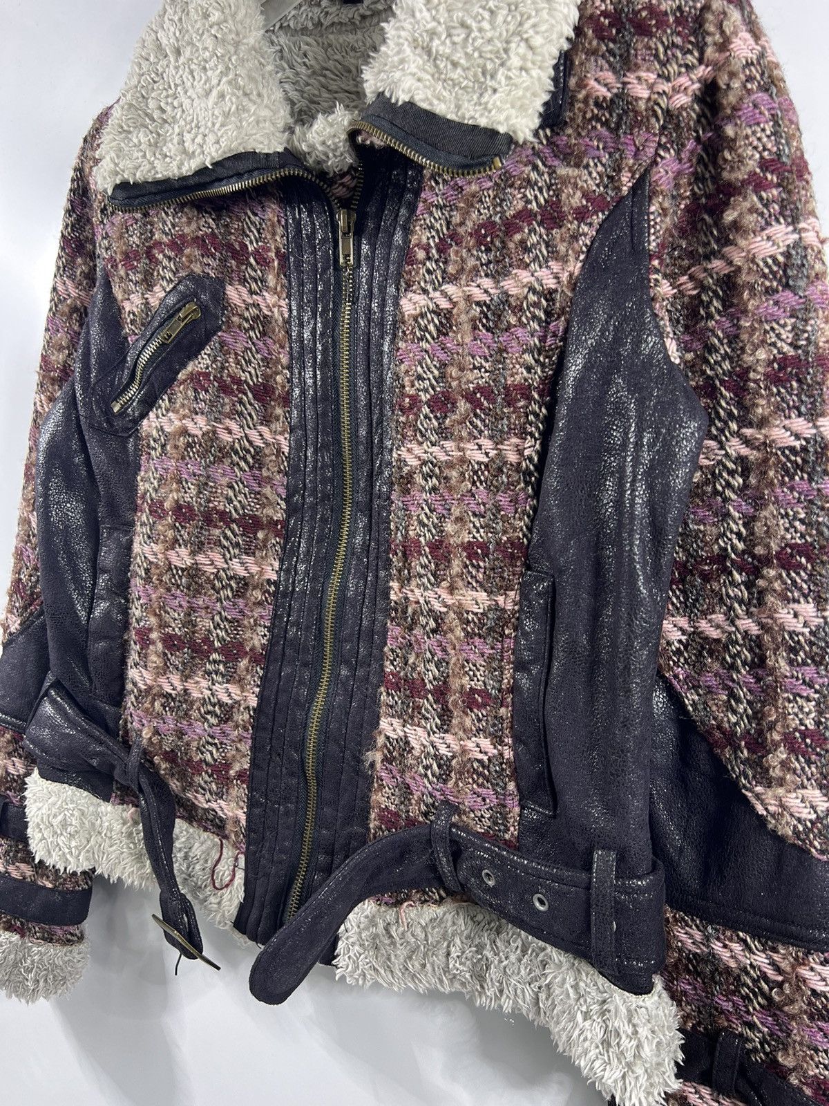 Desigual 🔥 CROPED 🔥 B-3 style Tweed Heavy Jacket Size S / US 4 / IT 40 - 4 Thumbnail