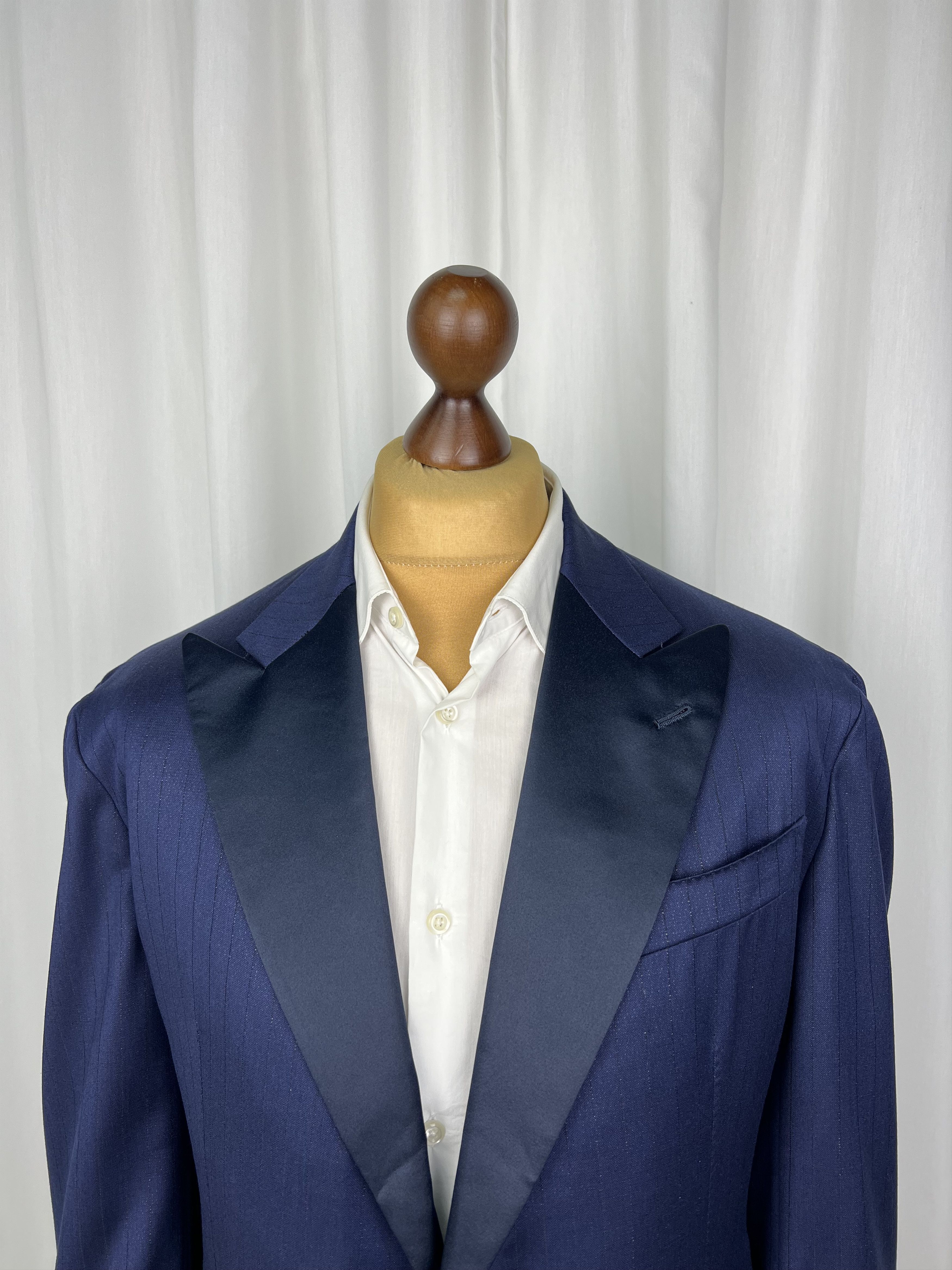 Isaia NWT Bespoke Shiny Striped Wool Peak-Lapel Tuxedo Blazer Size 46R - 4 Thumbnail