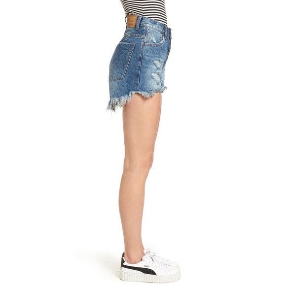 One Teaspoon One Teaspoon Women's High Waist Bonita's denim Jean Shorts Size 25" / US 0 / IT 36 - 11 Thumbnail