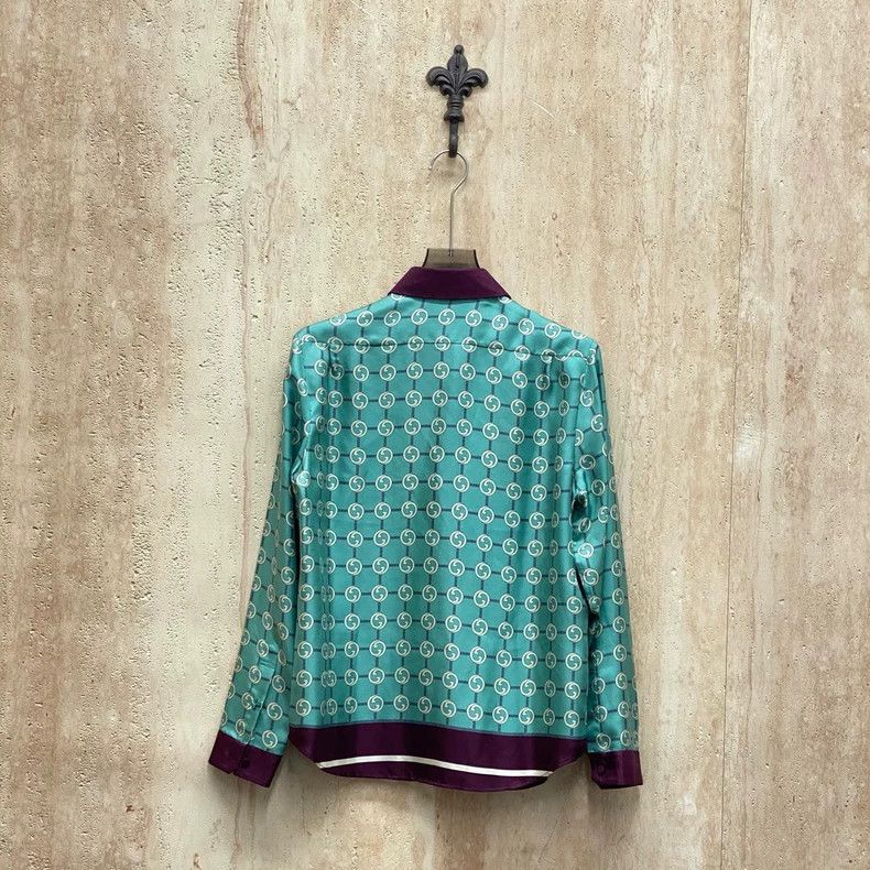 Gucci Gucci Mint green old flower printed silk shirt 2505-Nextarr Size M / US 6-8 / IT 42-44 - 2 Thumbnail