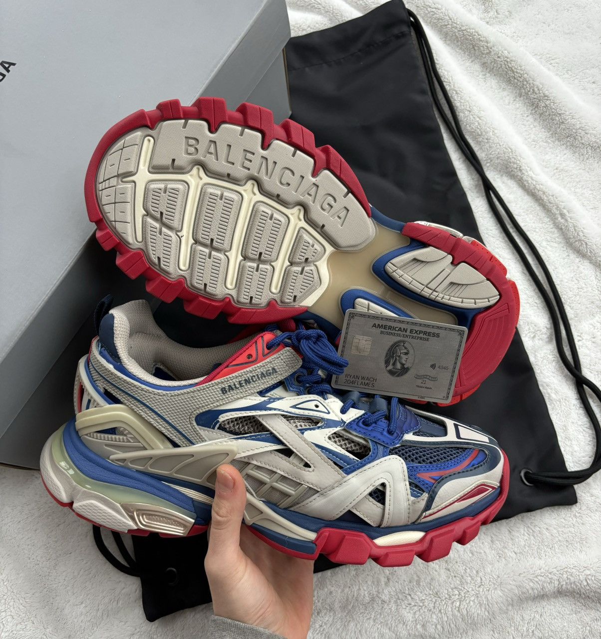 Balenciaga Balenciaga Grey/Red/Blue Track Sneakers Size US 8 / EU 41 - 2 Thumbnail
