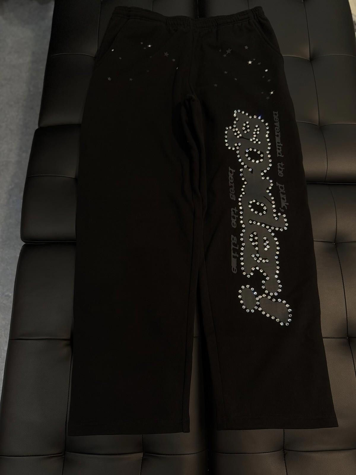 Sp5der Size M - Sp5der Worldwide Black VVS Stone Sweatpants Spider Size US 32 / EU 48 - 4 Thumbnail