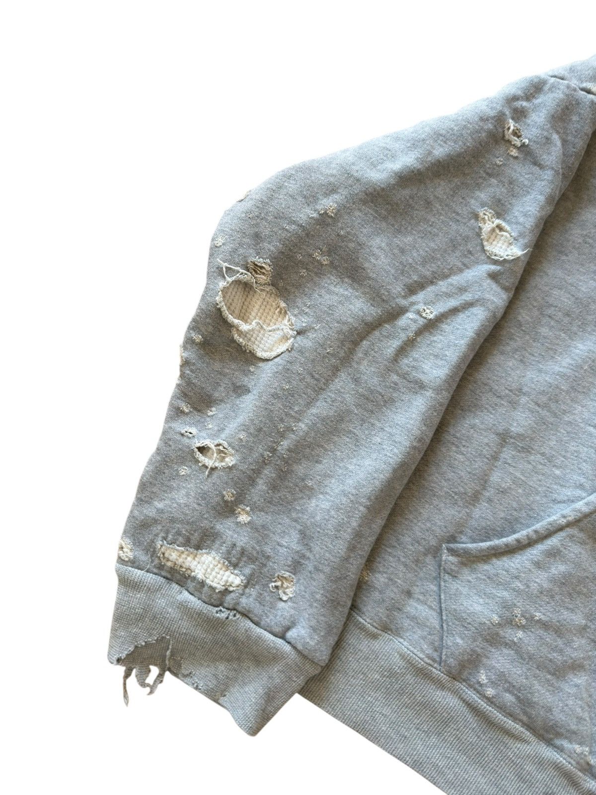 READYMADE *RARE* READYMADE JAPAN DOUBLE FACE THERMAL DISTRESSED HOODIE Size US XXL / EU 58 / 5 - 5 Thumbnail