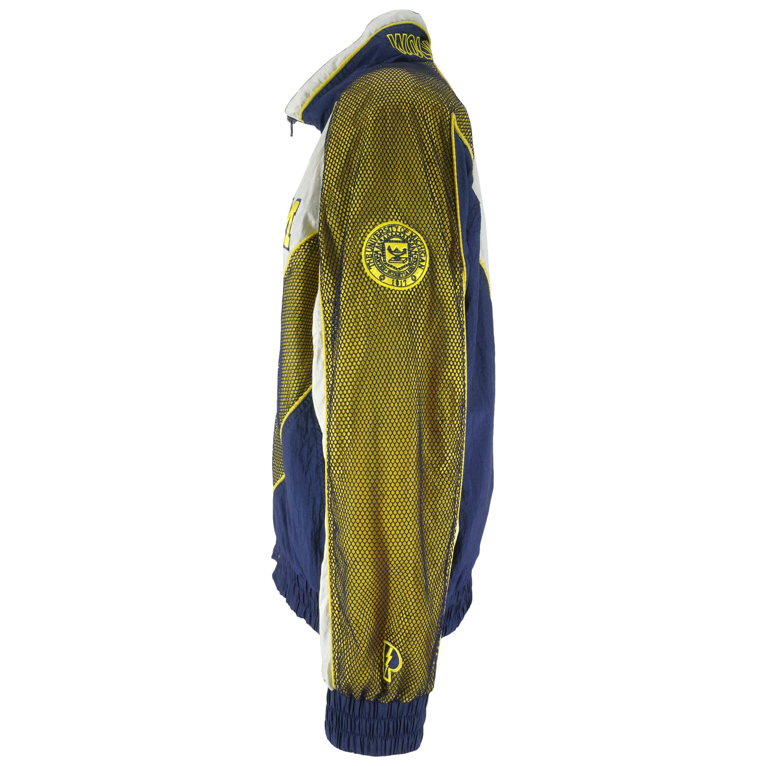 Pro Player Michigan Wolverines Mesh Zip Up Windbreaker 1990s Size US L / EU 52-54 / 3 - 4 Thumbnail