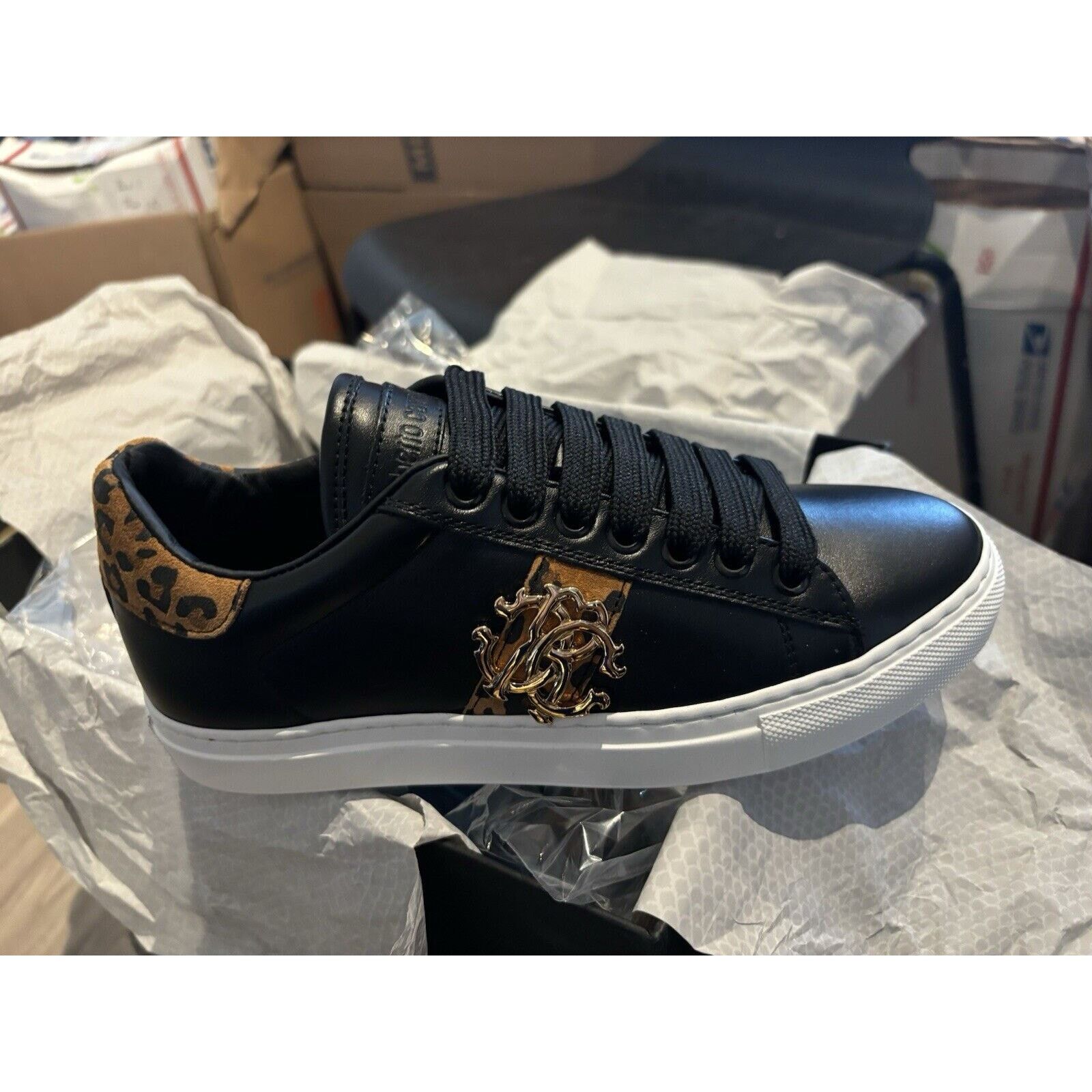 Cavalli Class × Just Cavalli × Roberto Cavalli Roberto Cavalli Leopard Print Black Low Sneaker 5.5 NIB $500 Size US 5.5 / IT 35.5 - 16 Thumbnail