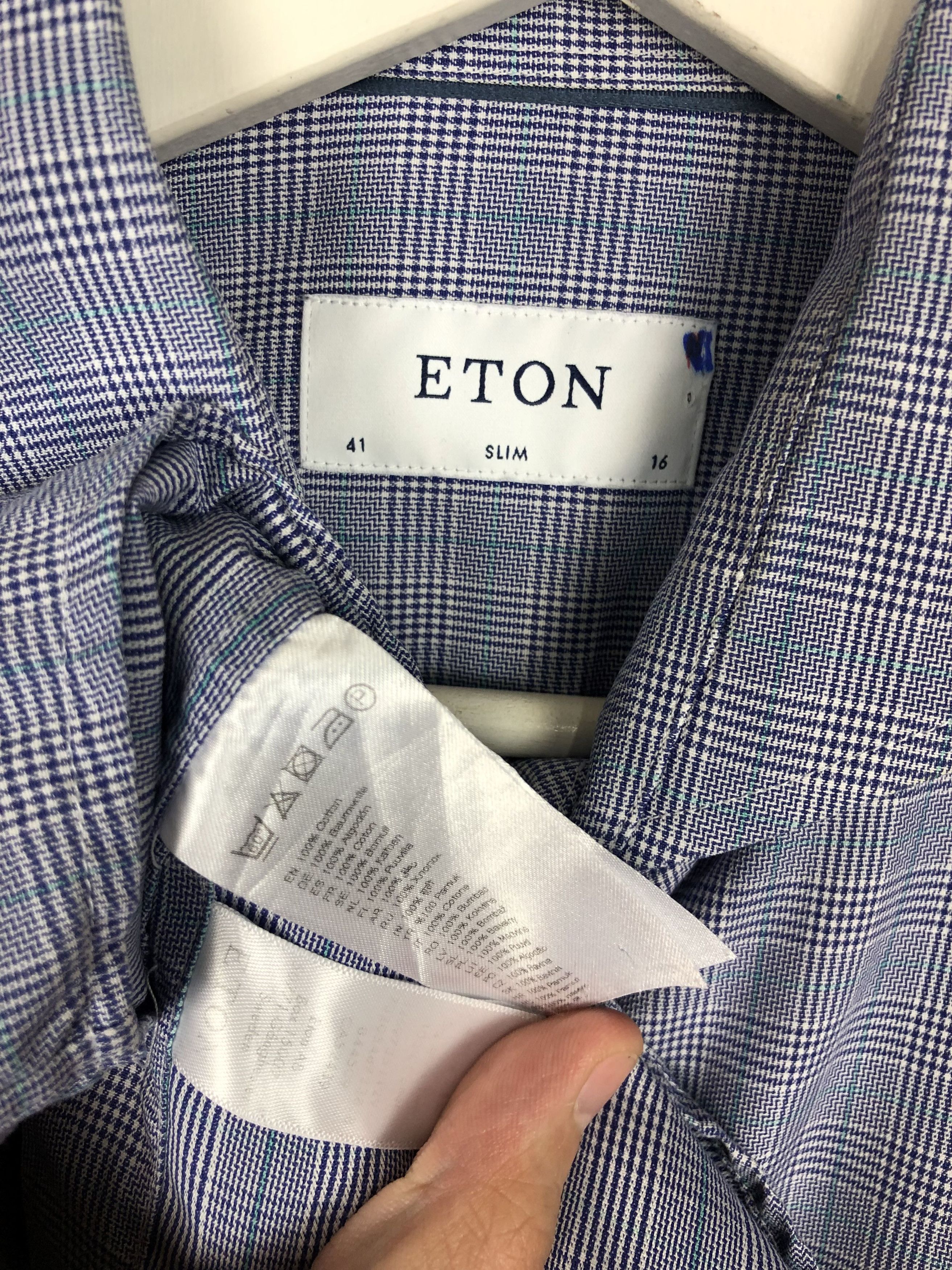 Eton Eton Classic Shirt Blue Check size 16 Size US L / EU 52-54 / 3 - 7 Thumbnail