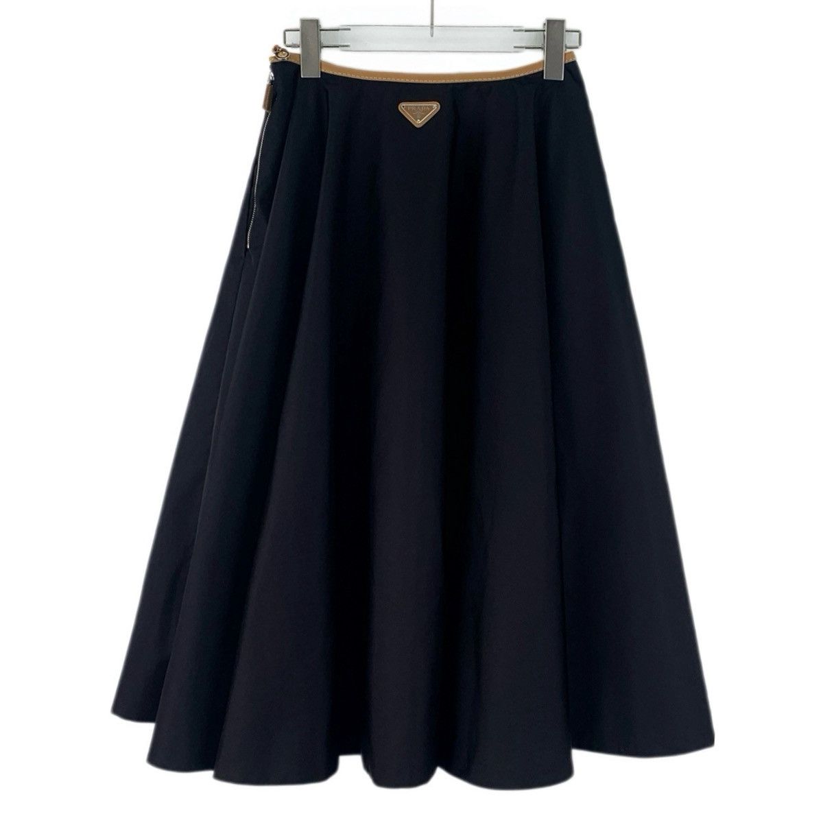 Prada Prada Black Triangle Logo Casual Flared Long Skirt K26WX Size 25" / US 0 / IT 36 - 2 Thumbnail