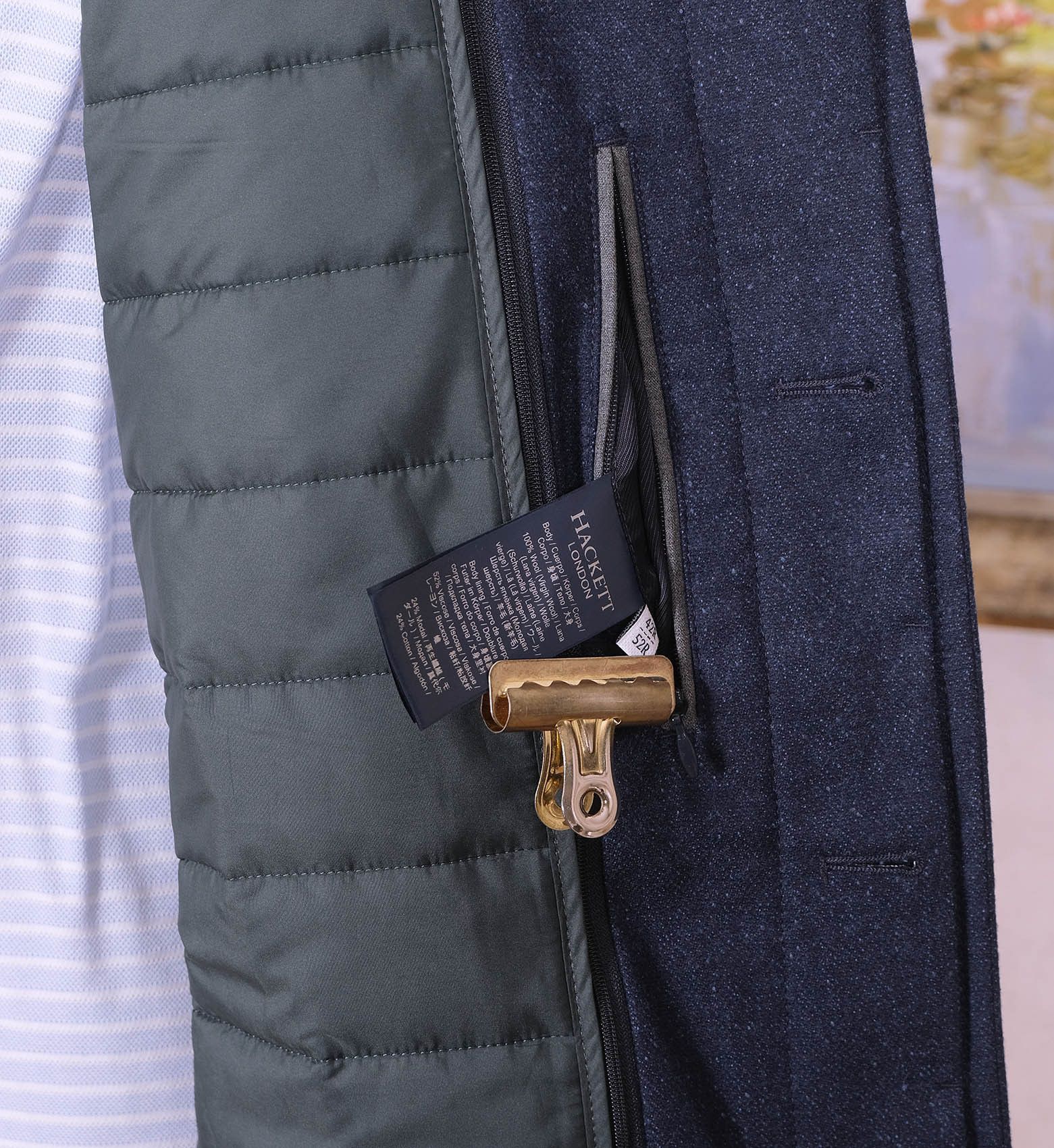Hackett Hackett, navy blue wool coat, size 40, quilted lining Size US M / EU 48-50 / 2 - 4 Thumbnail