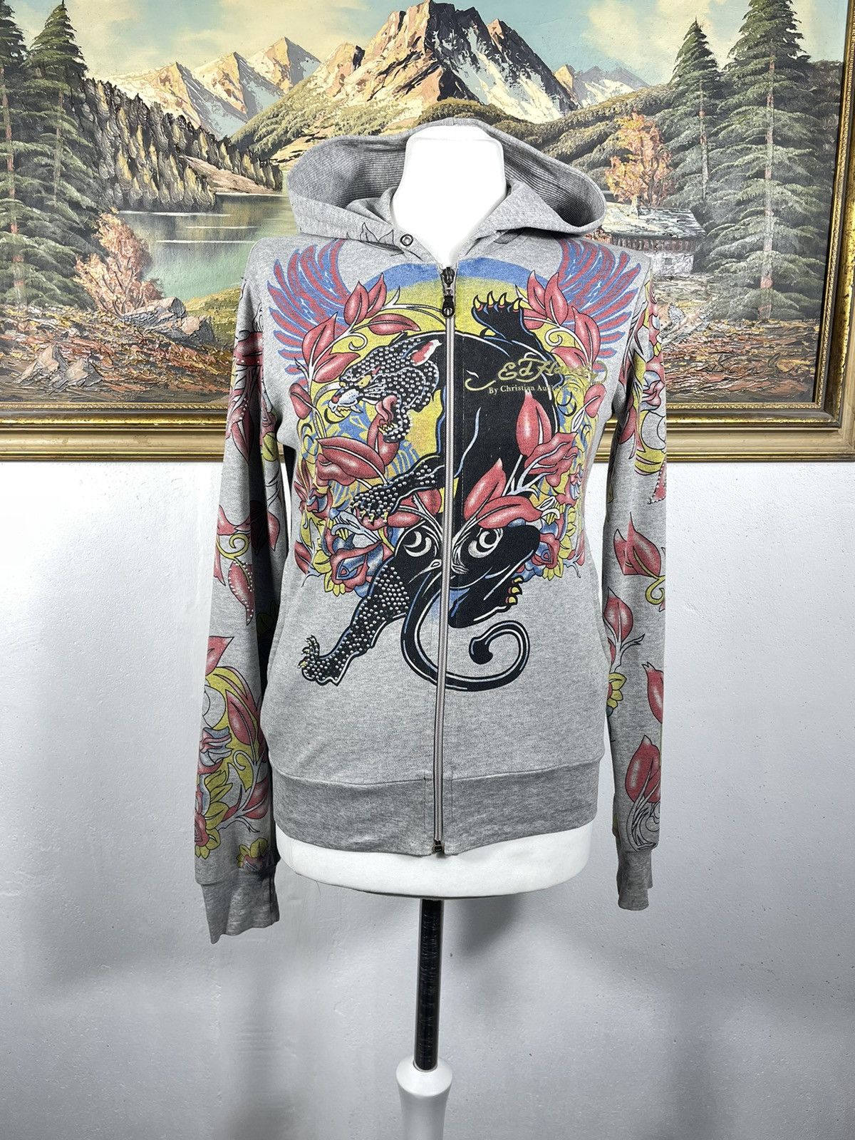 Christian Audigier × Ed Hardy × Vintage Ed Hardy x Christian Audigier Retro 00s Hoodie With Crystals Size M / US 6-8 / IT 42-44 - 11 Thumbnail