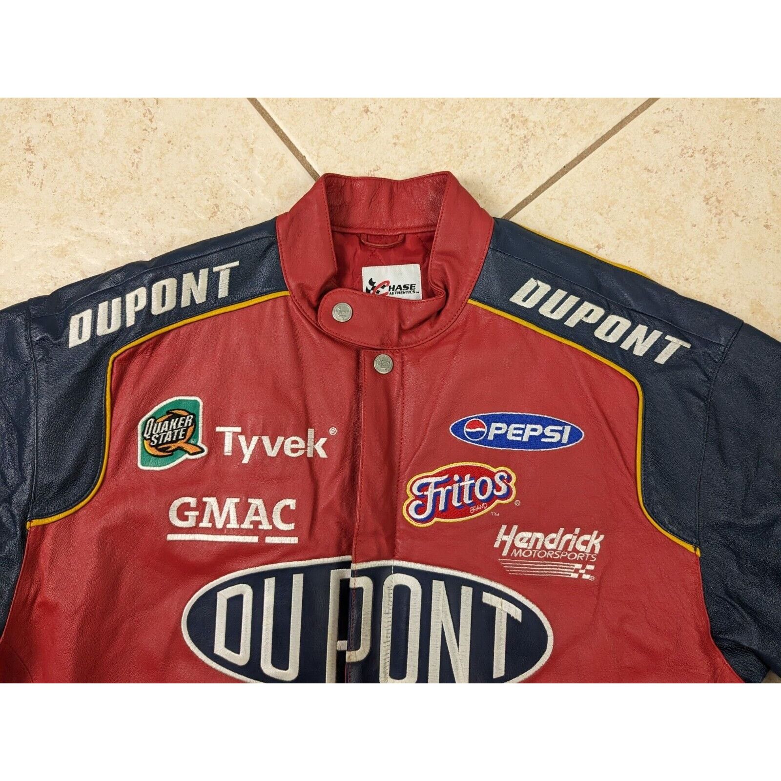 Chase Authentics Leather NASCAR Jacket Racing Dupont Winston Cup Jeff Gordon Size US XL / EU 56 / 4 - 2 Thumbnail