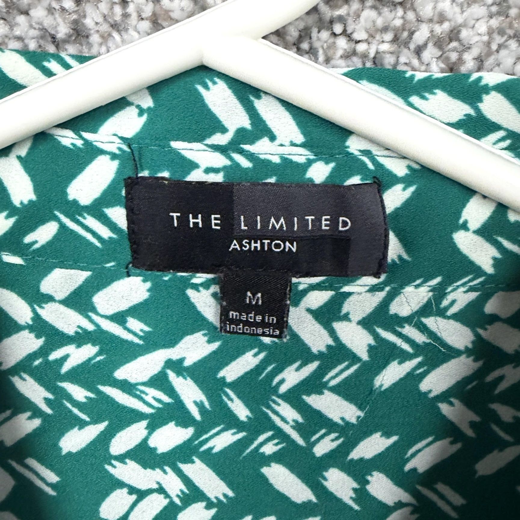 Vintage The Limited Ashton Blouse Medium Green White Chevron Minimal Office Womens Size M / US 6-8 / IT 42-44 - 5 Thumbnail