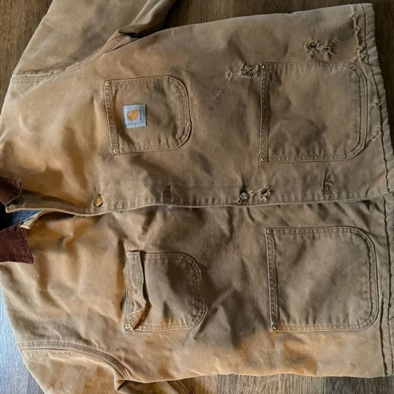 Carhartt Tan Worn Carhartt Detroit w/ Button Front Size US L / EU 52-54 / 3 - 2 Thumbnail