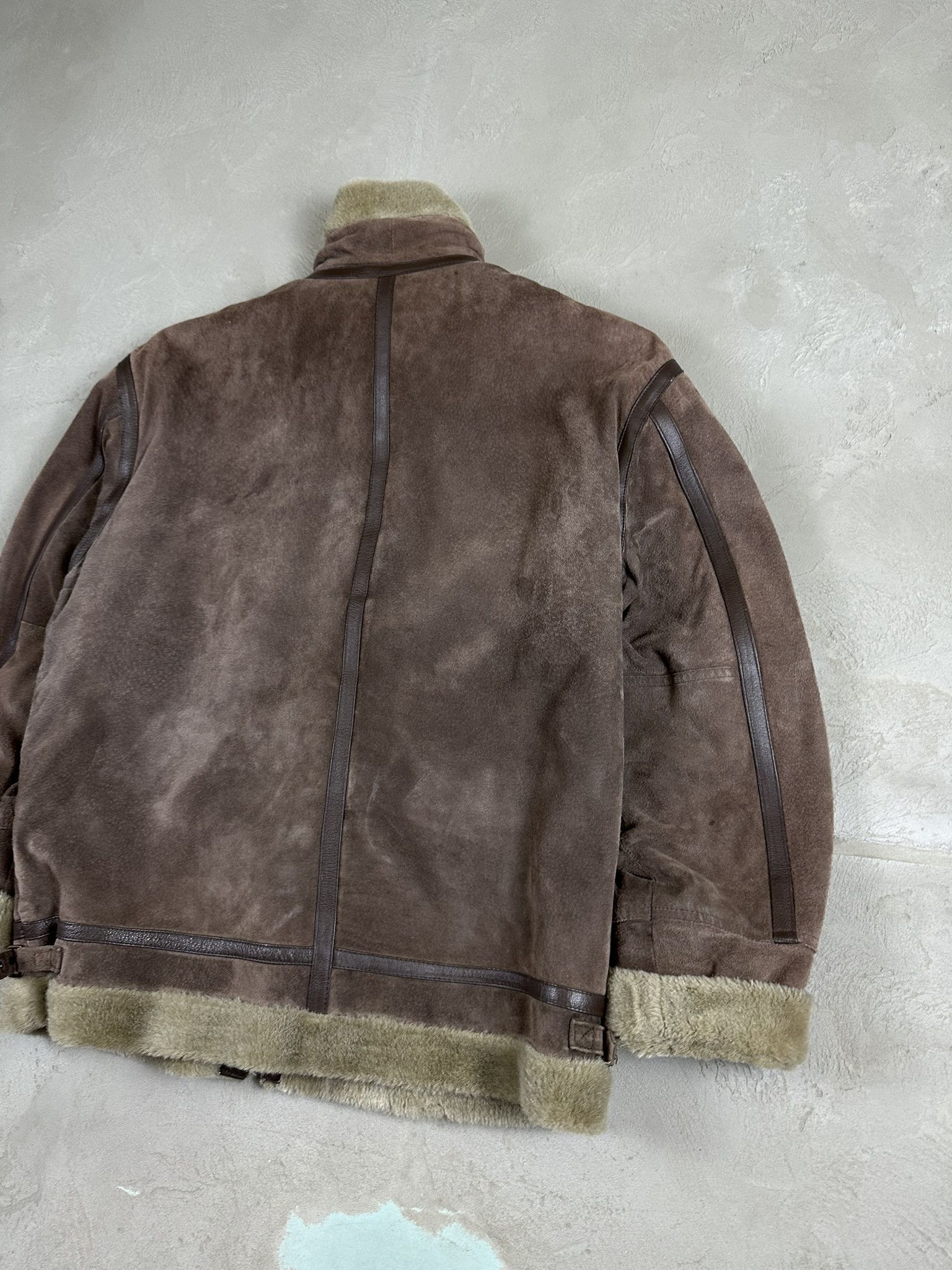 90s Vintage Sheepskin Leather Bomber Boxy Jacket