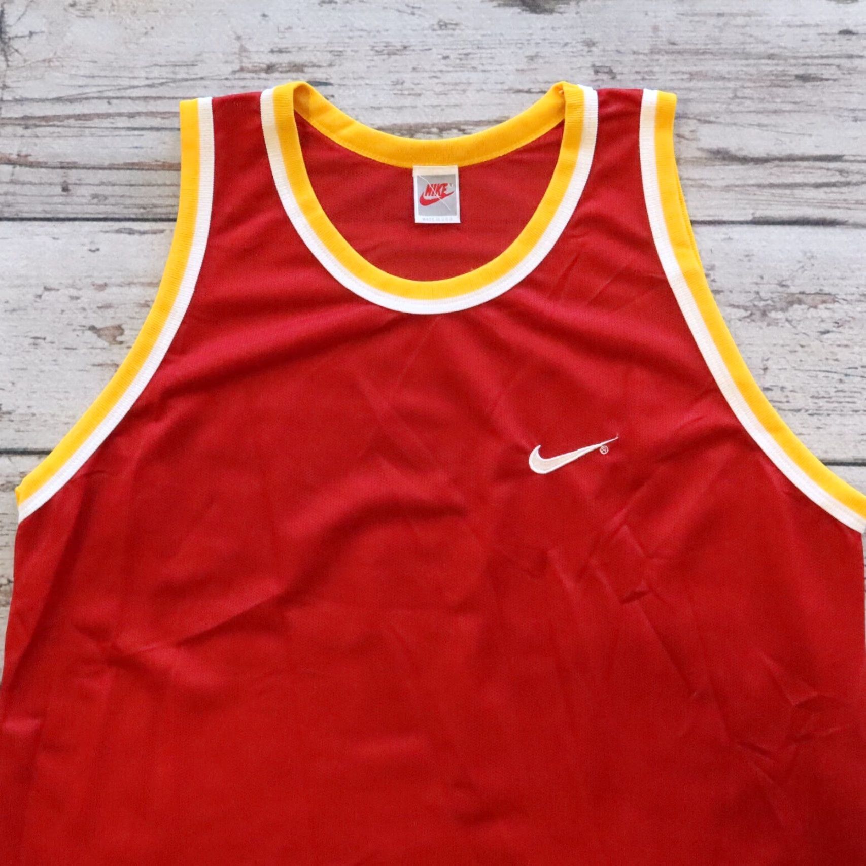 Nike Vintage Nike Swoosh Logo Basketball Jersey Tank L Red Men Mens Size US L / EU 52-54 / 3 - 2 Thumbnail