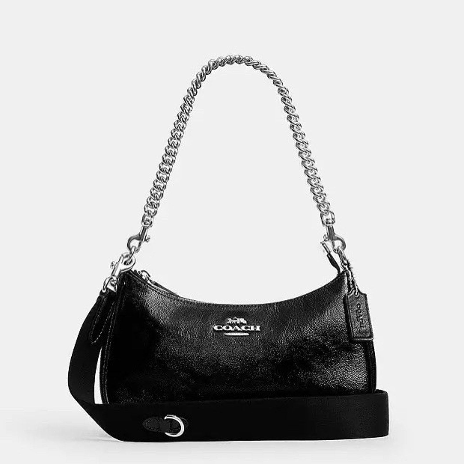 Coach NWT COACH Teri Shoulder Bag CCD78 Black Patent Leather Size ONE SIZE - 11 Thumbnail