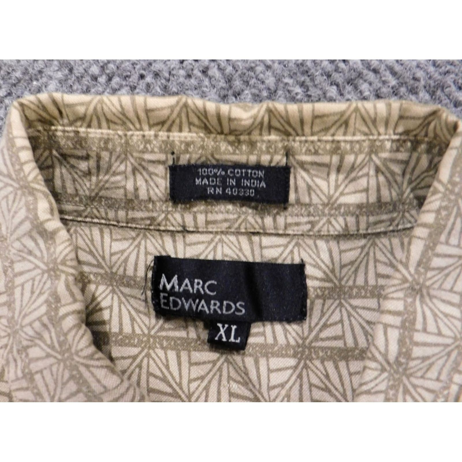 Marcs Marc Edwards Shirt Mens XL beige plaid Button-Down Short Sleeve Collar Size US XL / EU 56 / 4 - 6 Thumbnail