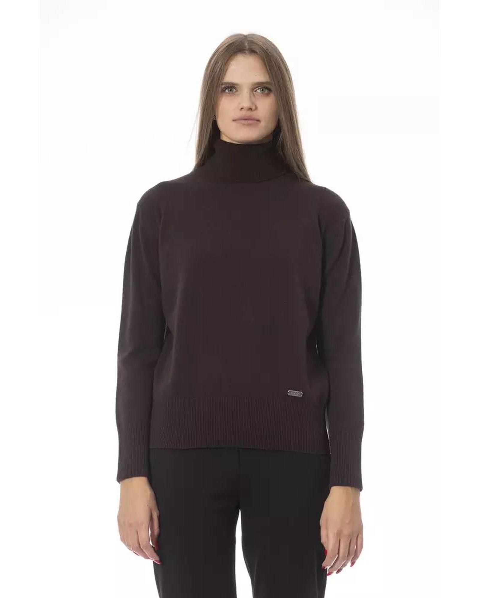 image of Baldinini Wool Turtleneck Sweater in Brown, Women's (Size Small)