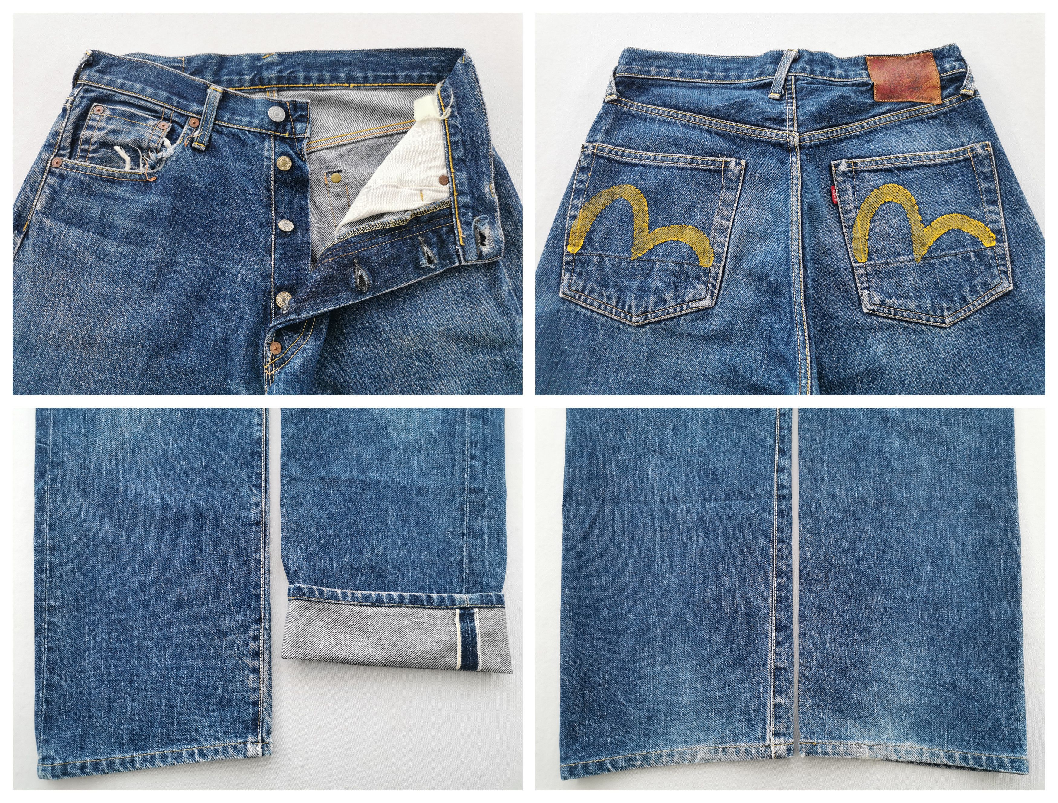 Vintage Vintage 90s Evis Lot 2601 Logo Selvedge Denim Size 30/29x34 Size US 30 / EU 46 - 7 Thumbnail