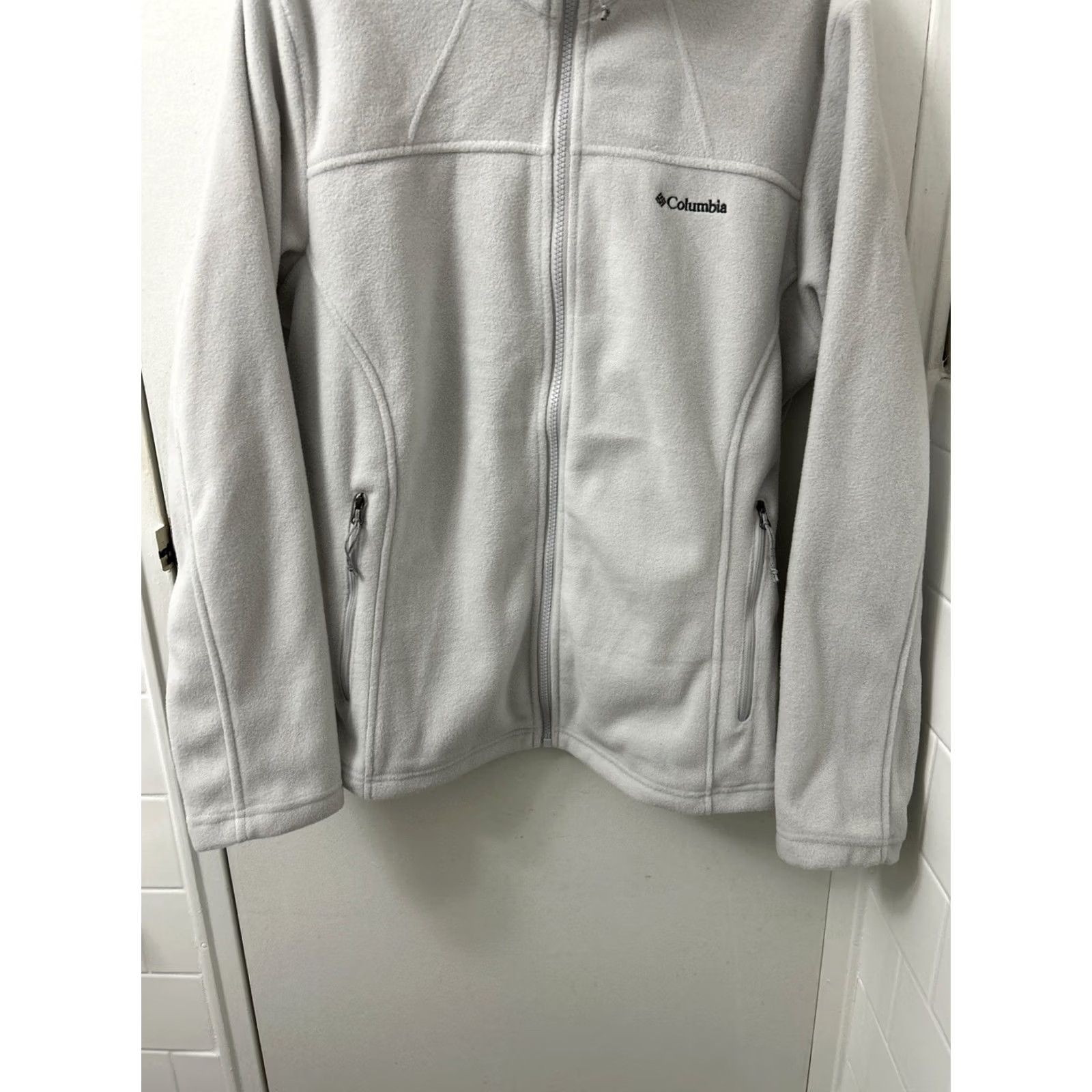 Vintage Columbia Fleece Jacket Womens Large Gray Full Zip Sweatshirt Pockets L/S Size L / US 10 / IT 46 - 3 Thumbnail