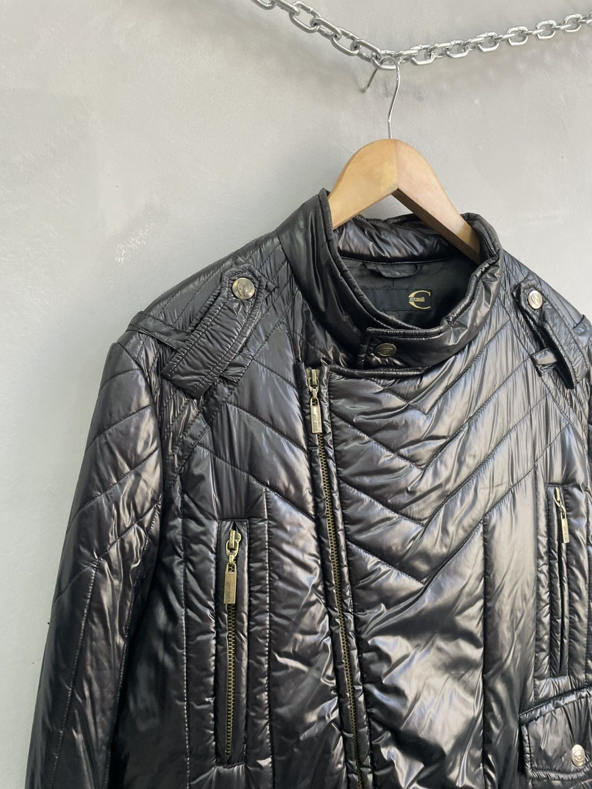 Just Cavalli Rare Roberto Cavalli biker nylon jacket hype avant garde Size US XL / EU 56 / 4 - 4 Thumbnail