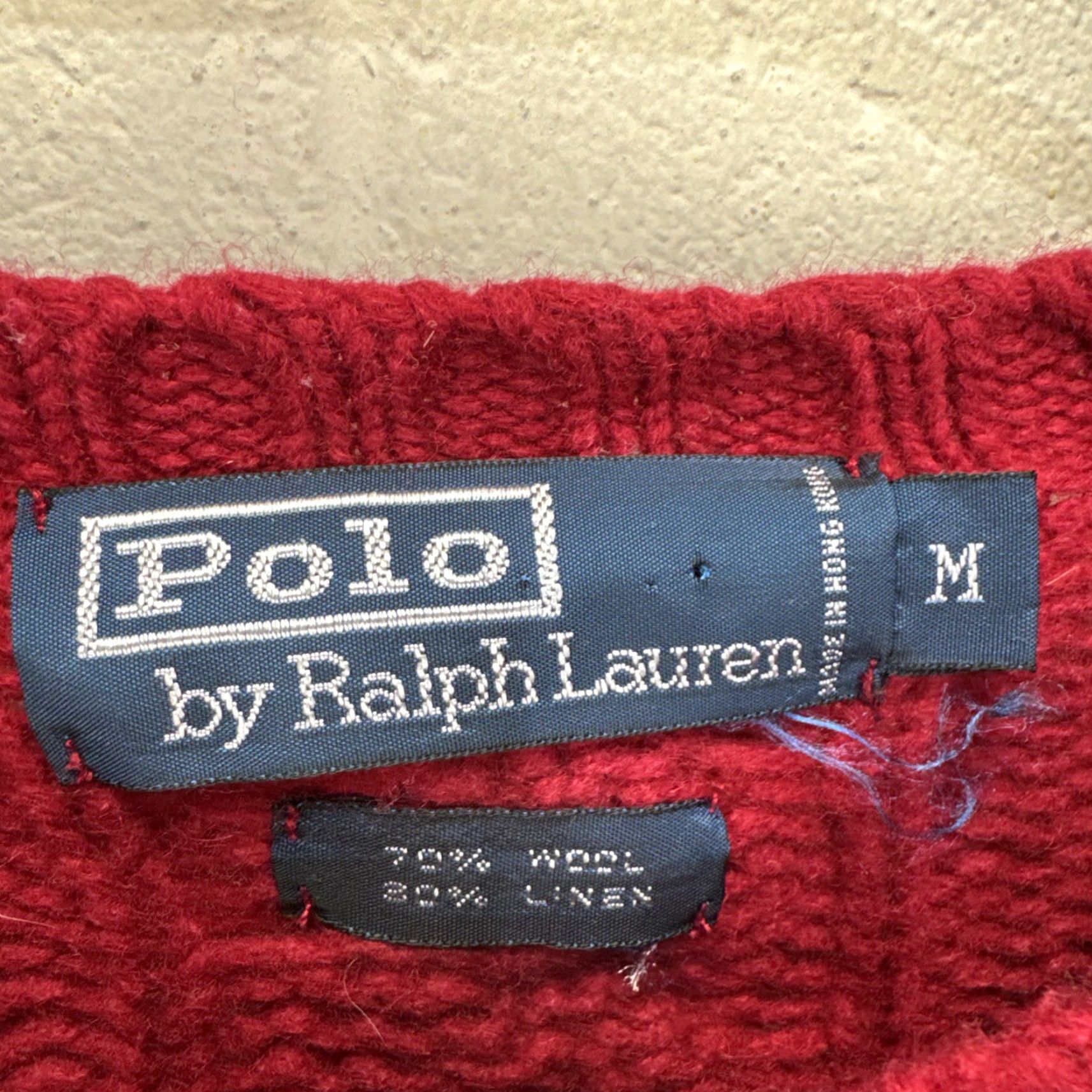 Ralph Lauren VINTAGE Polo Ralph Lauren Cable Knit Suede Elbow Patch Sweater M Red Men's Pullover 90s Preppy London Style Size US M / EU 48-50 / 2 - 2 Thumbnail
