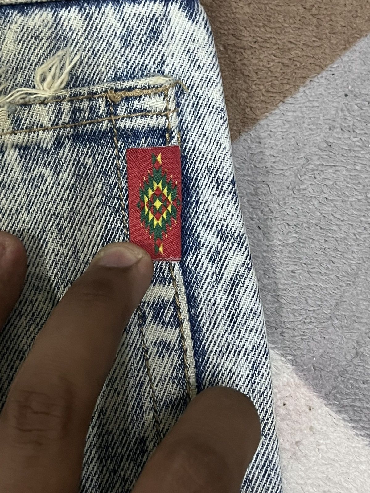 Vintage Vintage Coat of arms acid blue wash Style Jeans Size US 32 / EU 48 - 9 Thumbnail
